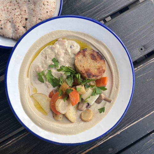 Hummus Semmelknödel Wintergemüse